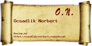 Ocsadlik Norbert névjegykártya